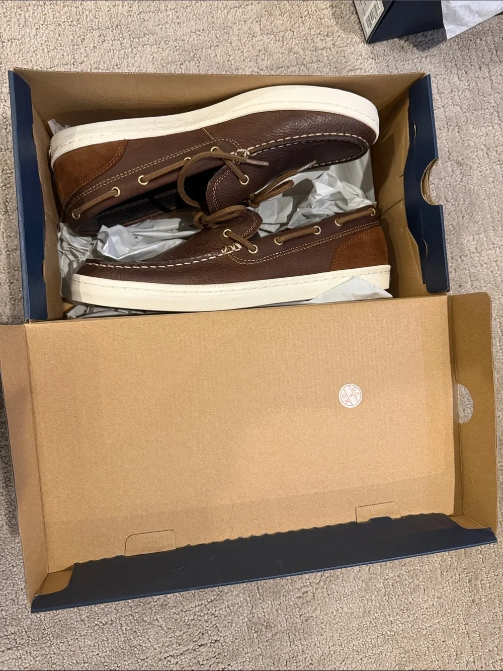 Cole Haan Men’s Brown Leather Moc Toe Boat Shoes